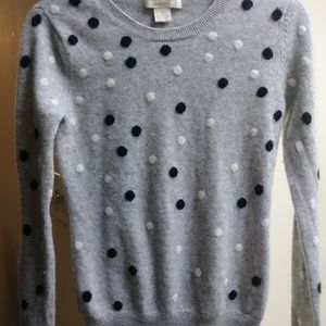 Peck & Peck Grey Poka Dot Cashmere sweater